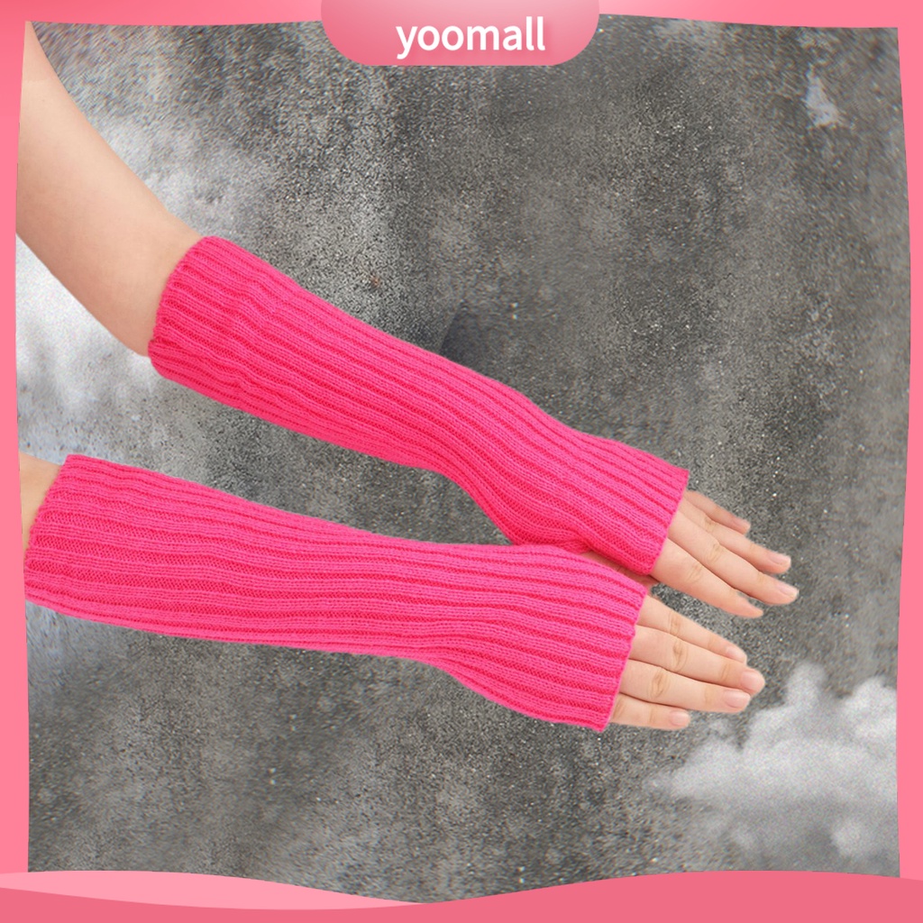 1 Đôi Găng Tay Hở Ngón Bằng Vải Dệt Kim Mềm Mại Thoáng Khí Giữ Ấm Nhiều Màu Thời Trang Cho Nữ