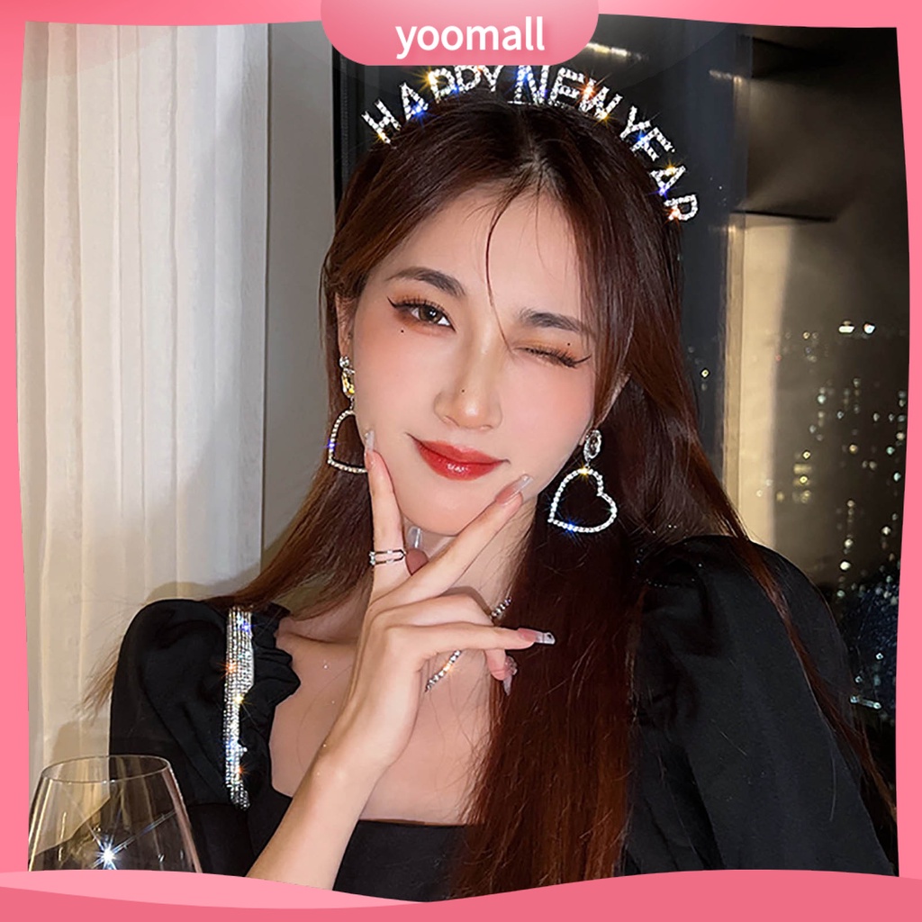 Băng Đô Cài Tóc Co Giãn Chống Trượt Đính Đá Lấp Lánh Dành Cho Nữ