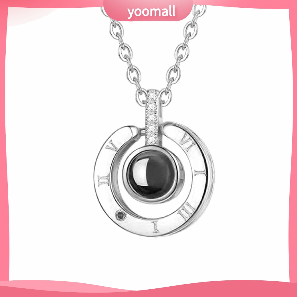 Vòng cổ Mặt Tròn Khắc Chữ I LOVE YOU in 100 Ngôn Ngữ Đính Đá Thời Trang