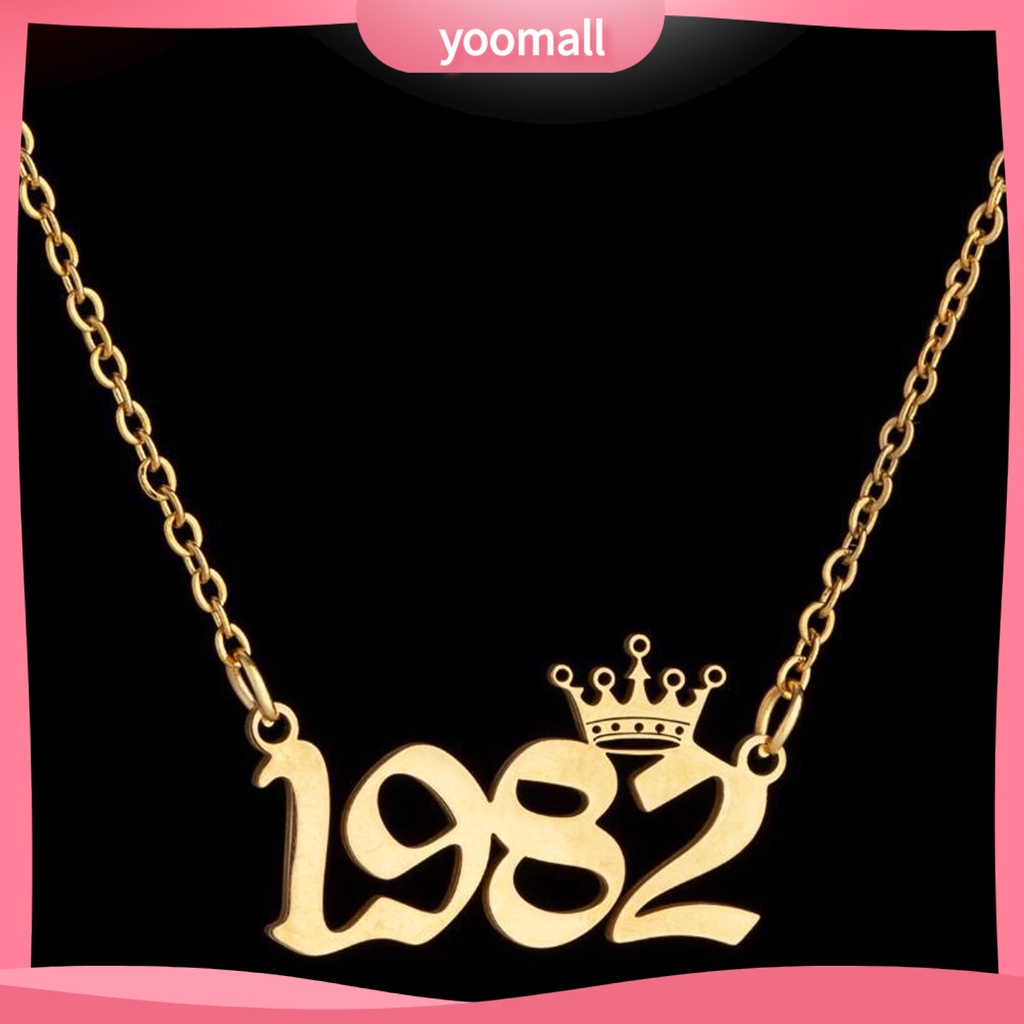 Vòng cổ Mặt Số Năm Mới 1980-1999 Bằng Thép Không Gỉ Dành Cho Nữ