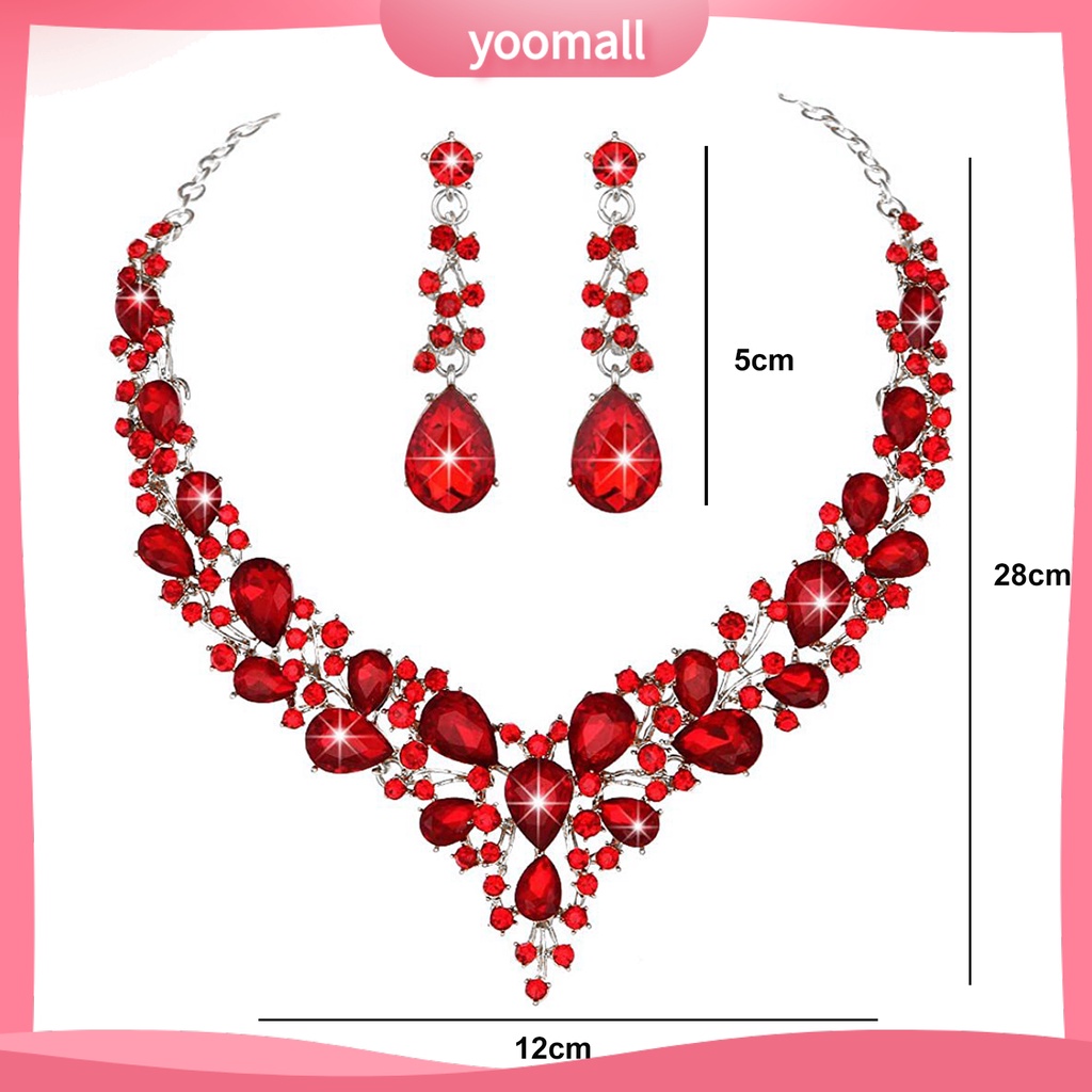 1 Set Vòng cổ Nối Dài Bông Tai Đính Đá Giả Kim Cương Lấp Lánh Cho Nữ