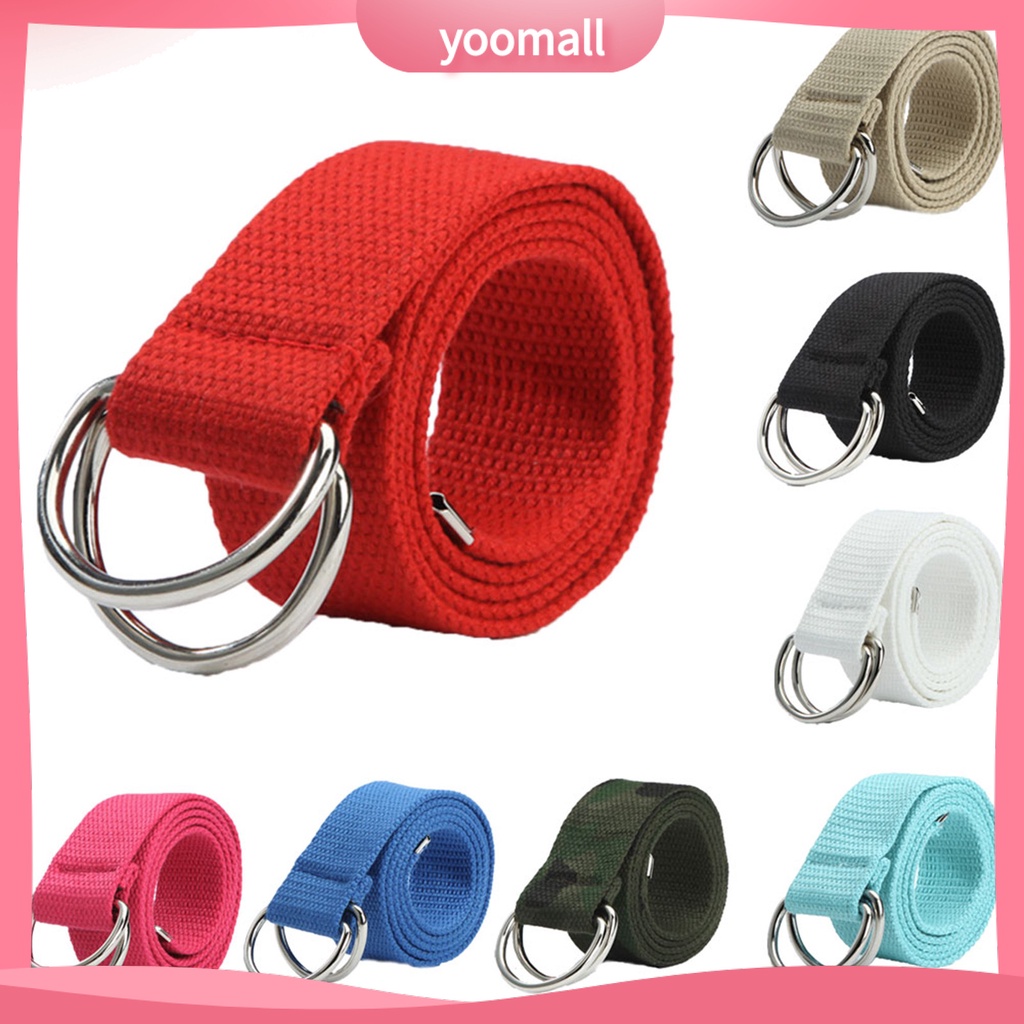 Dây Thắt Lưng Vải Canvas Hai Khóa Kim Loại Thời Trang Dành Cho Nam Nữ