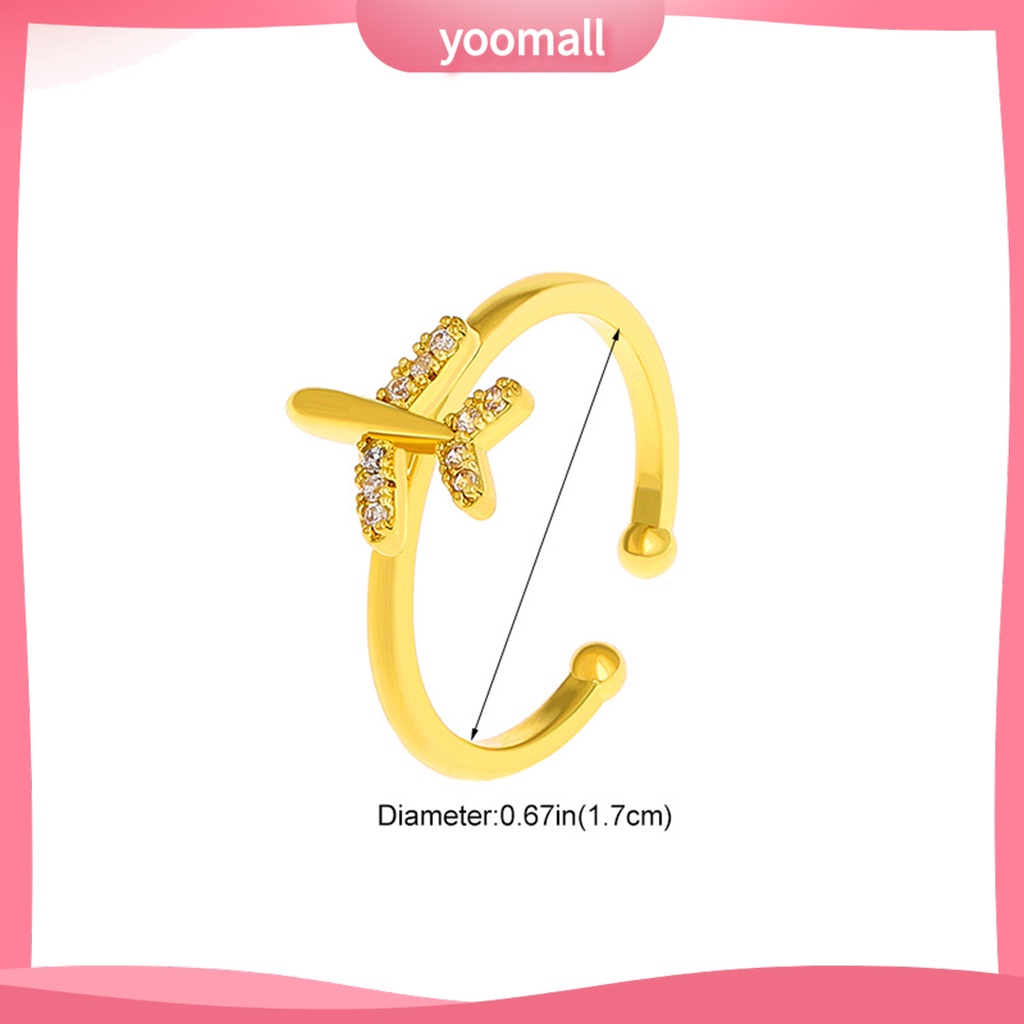 Nhẫn Hở Hình Máy Bay Bằng Kim Loại Lấp Lánh Có Thể Điều Chỉnh