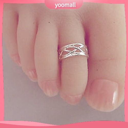 Set 10 Nhẫn Đeo Ngón Chân Mạ Bạc Có Thể Điều Chỉnh Kích Cỡ Dành Cho Nữ