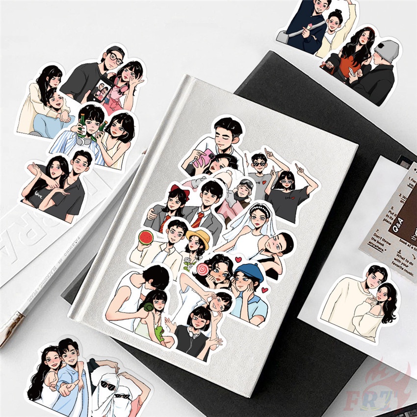 ❉ Cặp Đôi Ngọt Ngào. Miếng Dán Hướng Dẫn Ánh Sáng Tình Yêu Series 01 ❉ Bộ 60 Sticker Chống Thấm Nước Họa Tiết Doodle Hợp Thời Trang