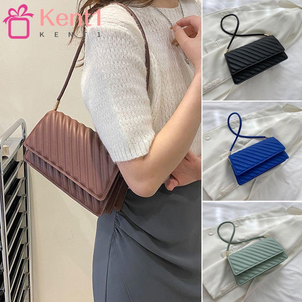 KENT1 Túi Xách Đeo Dưới Cánh Tay Bằng Da PU Sức Chứa Lớn Màu Trơn Cho Nữ