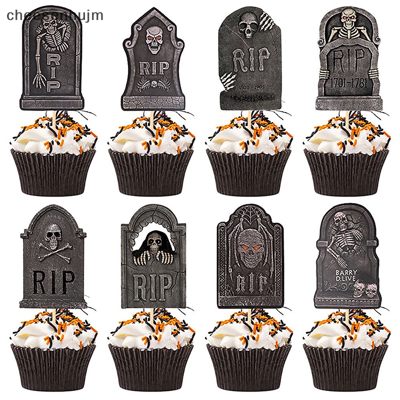 Set 8 Que Cắm Trang Trí Bánh Cupcake Chủ Đề Halloween