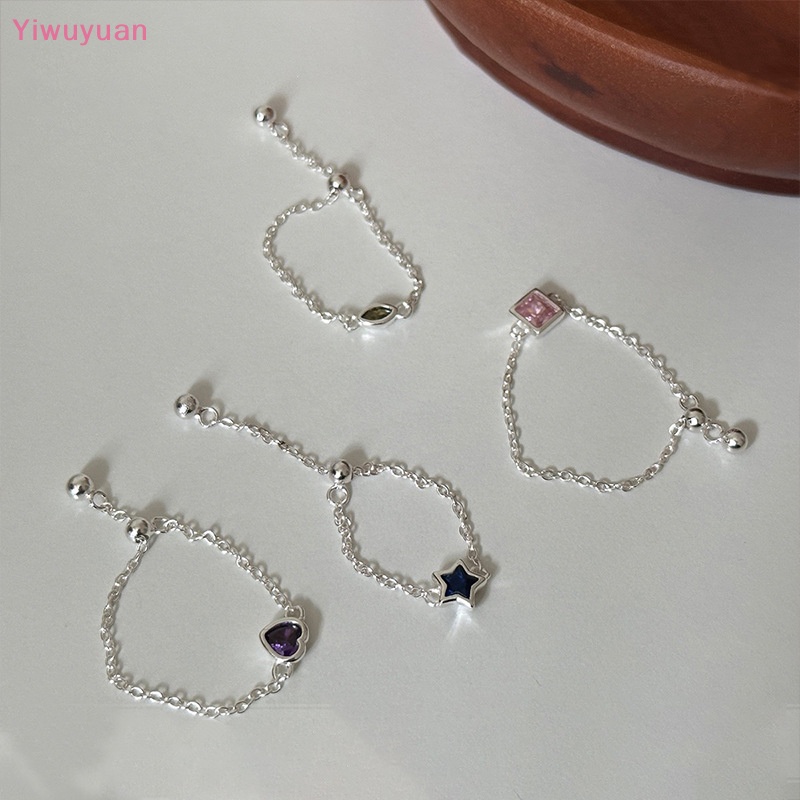 < Yiwuyuan > Nhẫn Đính Hôn Nữ Đính Đá Zircon Hình Trái Tim Ngôi Sao Có Thể Điều Chỉnh Kích Thước Y2K Trang Sức Mới