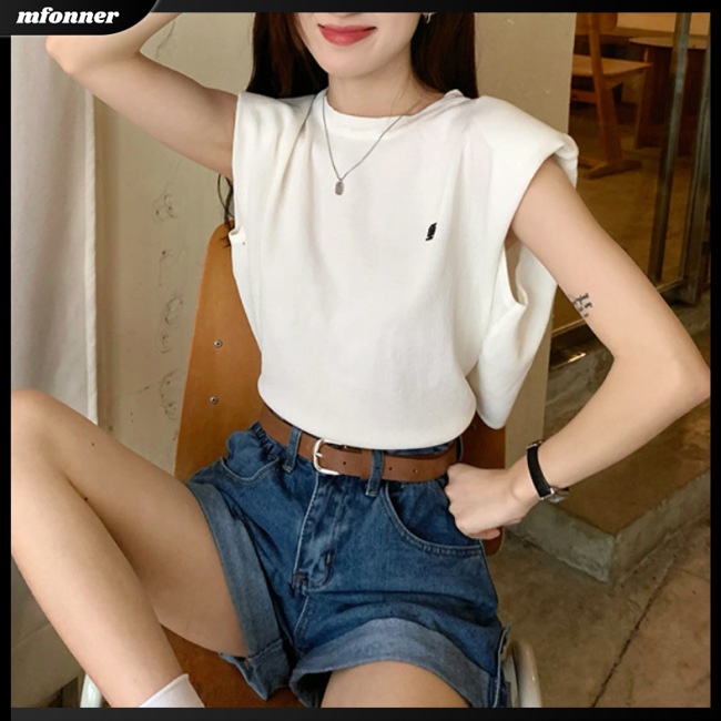 Áo Sát Nách Cổ Tròn Kẻ Sọc Ngang Vải Lụa Mát Thời Trang Thể Thao Mùa Hè Cho Nữ