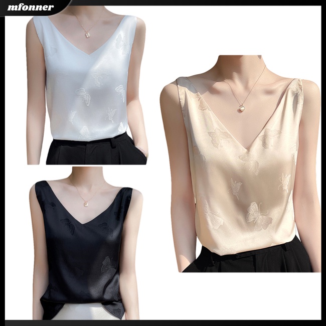 Áo Hai Dây Cổ Chữ V Màu Sắc Thời Trang Mùa Hè Cho Nữ