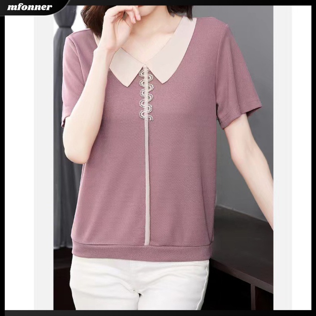 Áo Thun Nữ Tay Ngắn Cổ Búp Bê Dáng Rộng Thời Trang Mùa Hè Plus Size