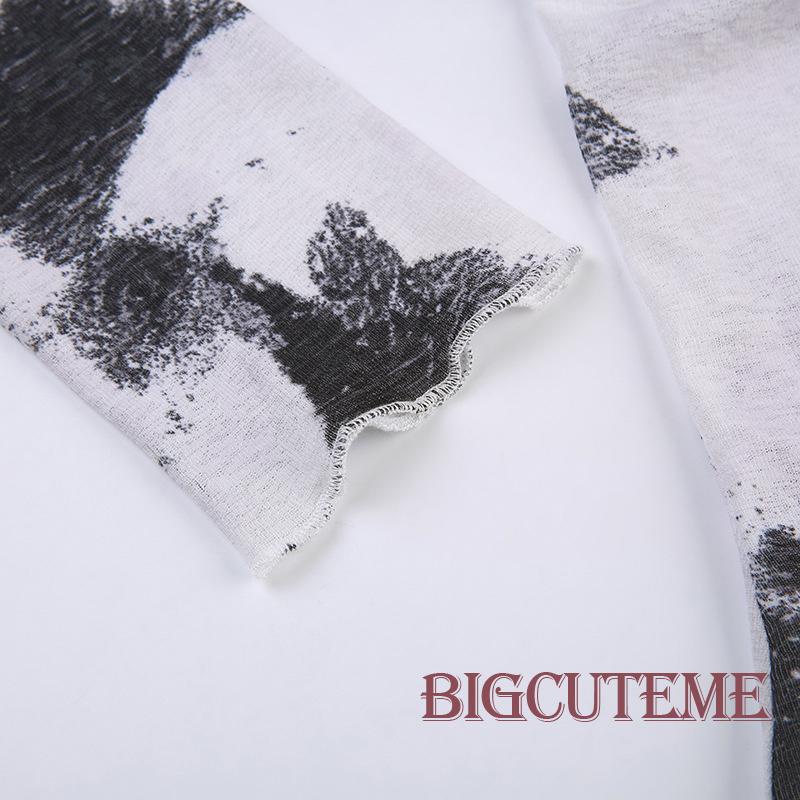 Áo Sơ Mi Tay Dài Cổ Chữ V Nhuộm Màu Độc Đáo Dáng Ôm Thời Trang Cho Nữ