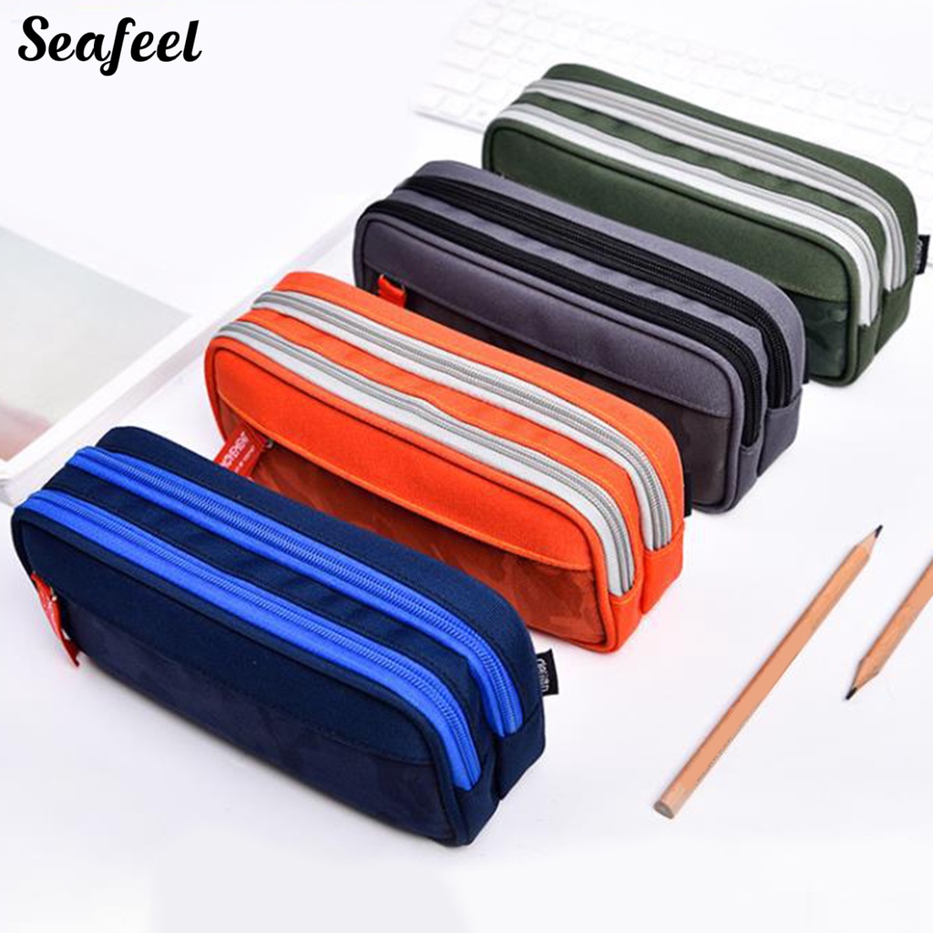 Túi Đựng Bút Nhiều Ngăn Cỡ Lớn Có Khóa Kéo Tiện Lợi Dành Cho Học Sinh