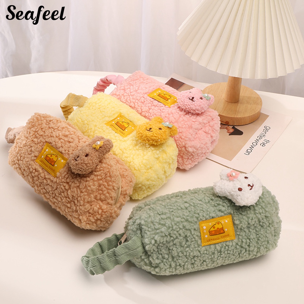 Túi Đựng Bút Chì Sức Chứa Lớn Có Tay Cầm Họa Tiết Thỏ Hoạt Hình