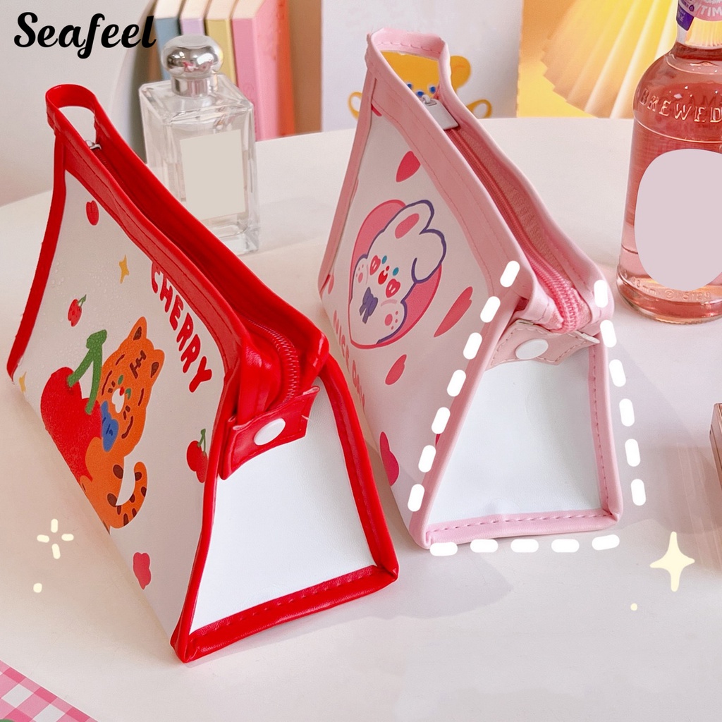 Bóp Viết Giả Da Sức Chứa Lớn Có Khóa Kéo In Họa Tiết Hoạt Hình Màu Sắc Sống Động Trang Trí Trường Học