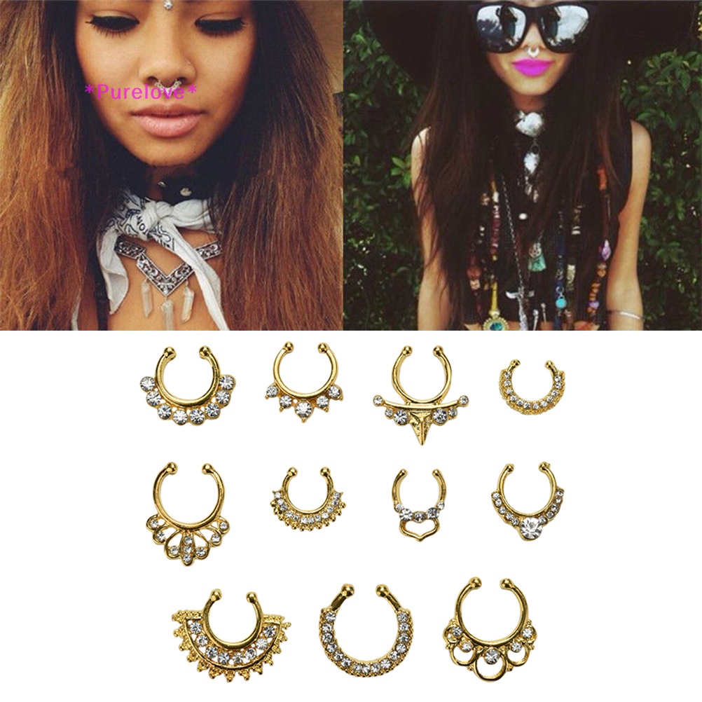 Purelove > Nhẫn Mũi Pha Lê Giả Chptum Không Cần Móc Treo Trang Sức Mới