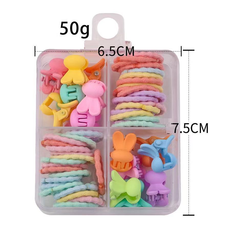 Hộp 40 Buộc Tóc Và 14 Kẹp Tóc Cho Bé Gái Siêu Yêu PKT32