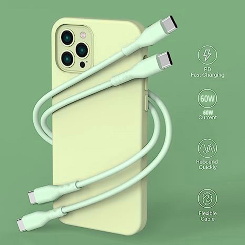 Dây Cáp Sạc Nhanh Loại C 60W Hai Đầu Nhiều Màu Sắc Dành Cho Máy Tính Bảng PC Laptop Android Huawei Phone PD