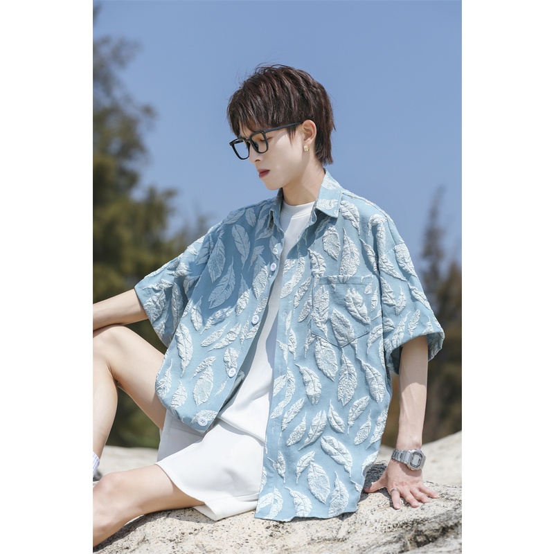 Áo Sơ Mi Đen Tay Ngắn In Họa Tiết Hoa Phong Cách Trung Quốc Thời Trang Mùa Hè Cho Nam