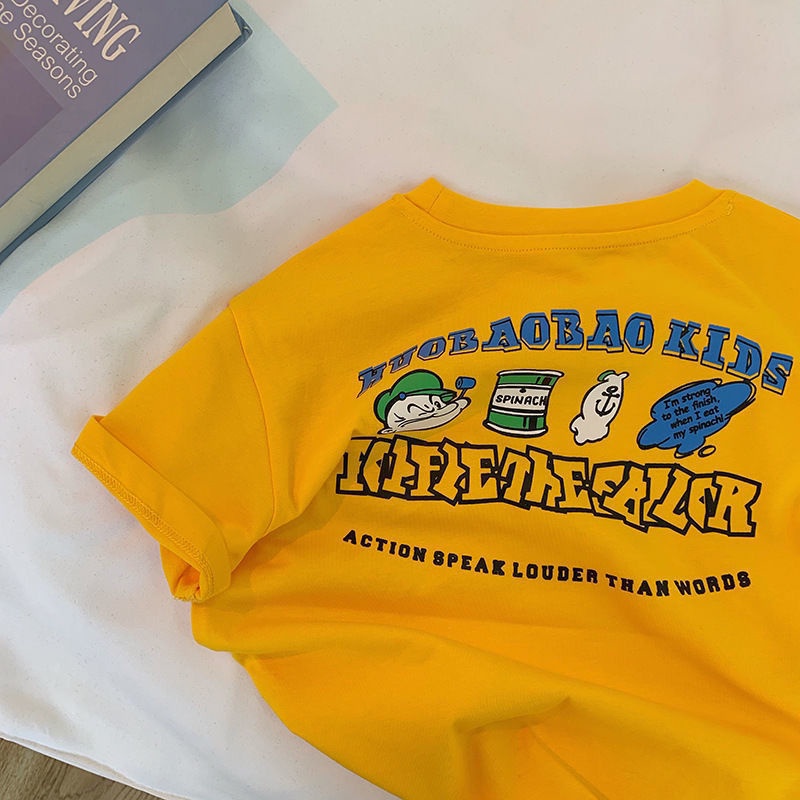 Áo Thun Cotton Tay Ngắn In Họa Tiết Hoạt Hình Thời Trang Mùa Hè 2023 Cho Bé