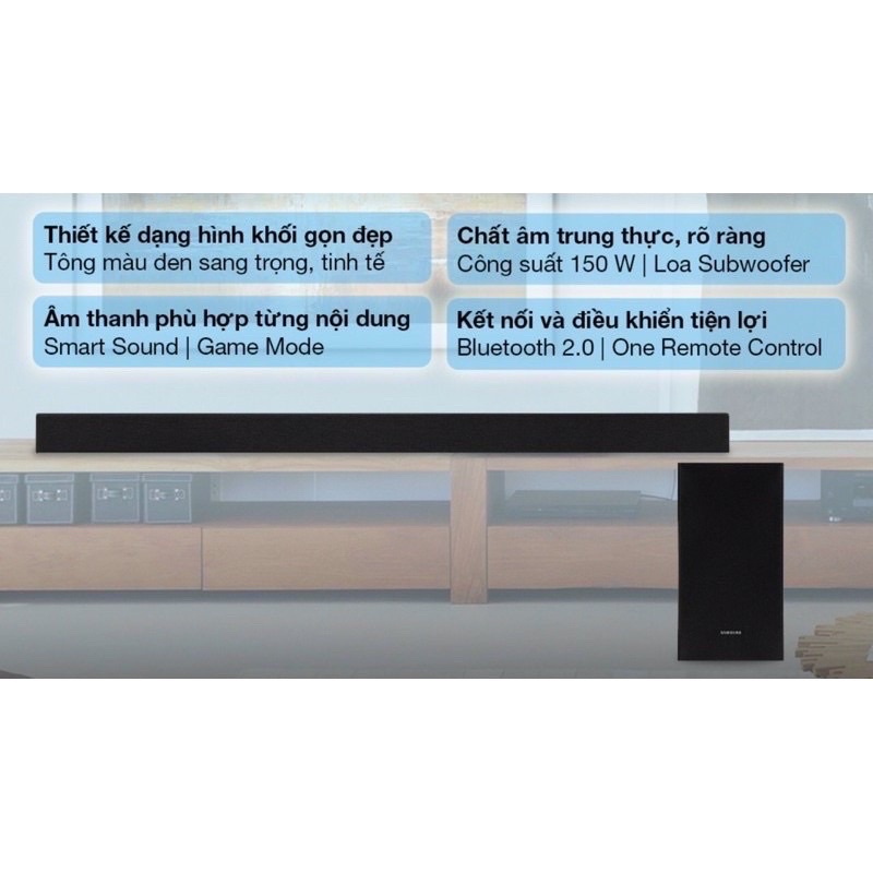 Loa thanh Soundbar Samsung 2.1 HW-T420 150W | Bảo hành 12 tháng Tại nhà