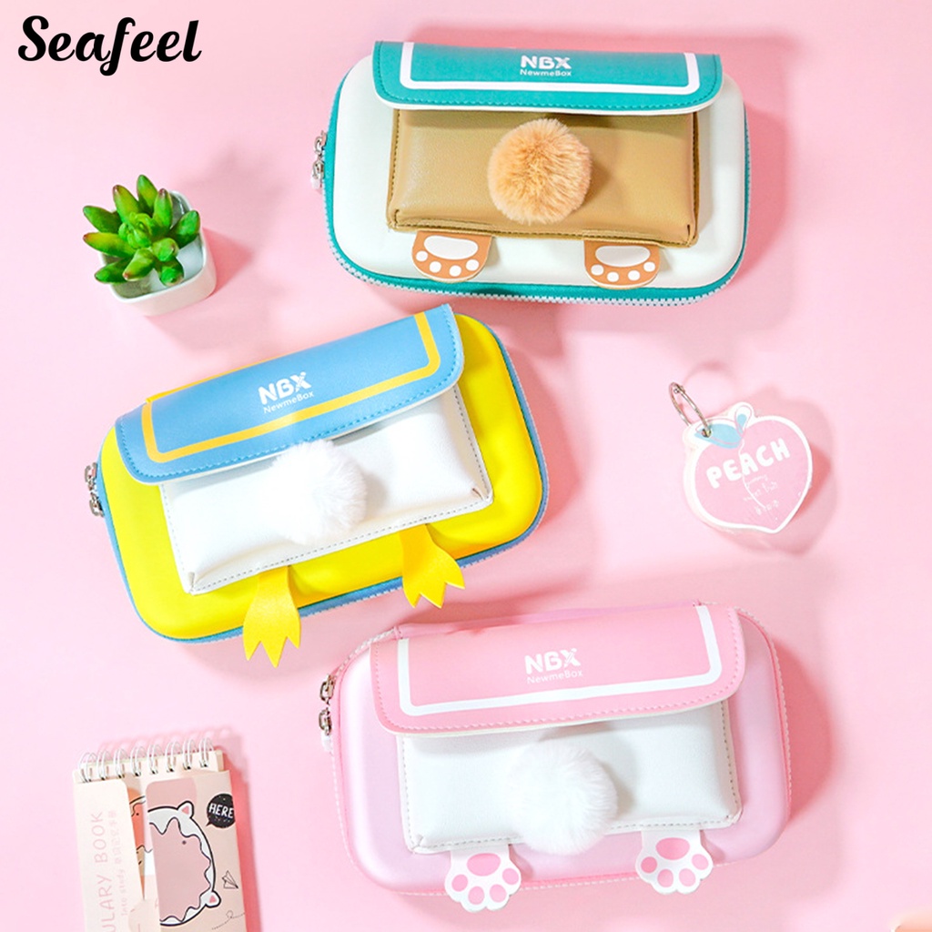 Bóp Viết Da Nhiều Ngăn Có Khóa Kéo In Hình Dễ Thương