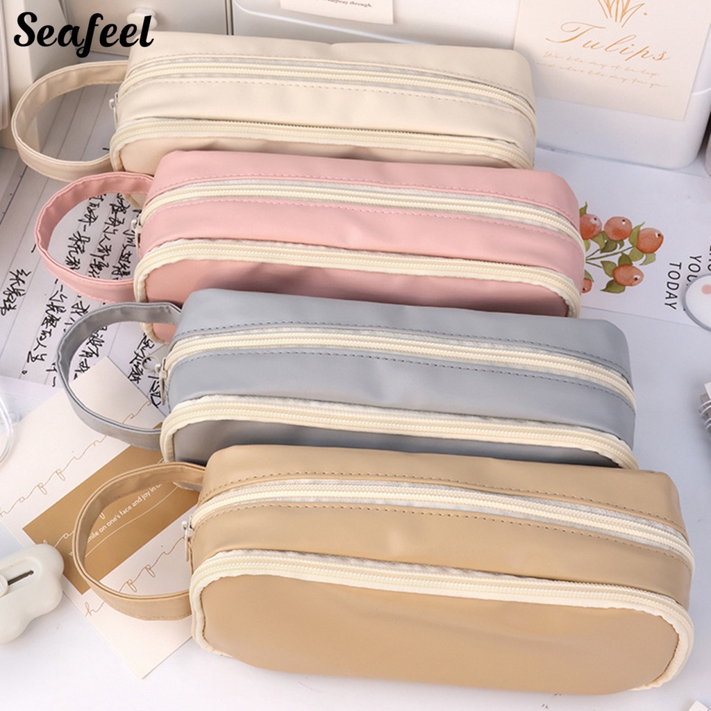 Túi Đựng Bút Bằng PVC Trong Suốt Hai Lớp Khóa Kéo Tiện Dụng