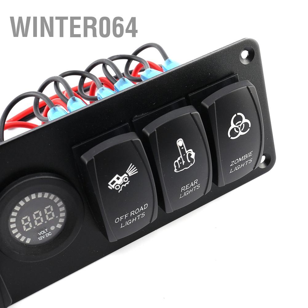 Winter064 6 Gang Toggle Rocker Switch Panel Vôn kế LED đầy màu sắc cho RV Car Marine Boat