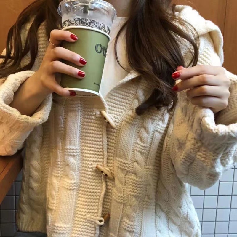 Mới Áo Khoác Cardigan Dệt Kim Tay Dài Dáng Rộng Phối Nút Phong Cách Hàn Quốc