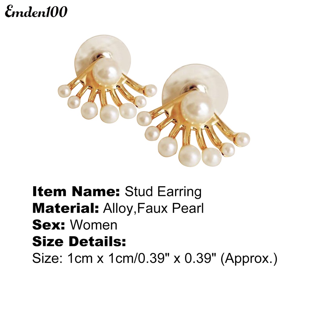 1 Đôi Bông Tai Hai Mặt Đính Ngọc Trai Nhân Tạo Thời Trang