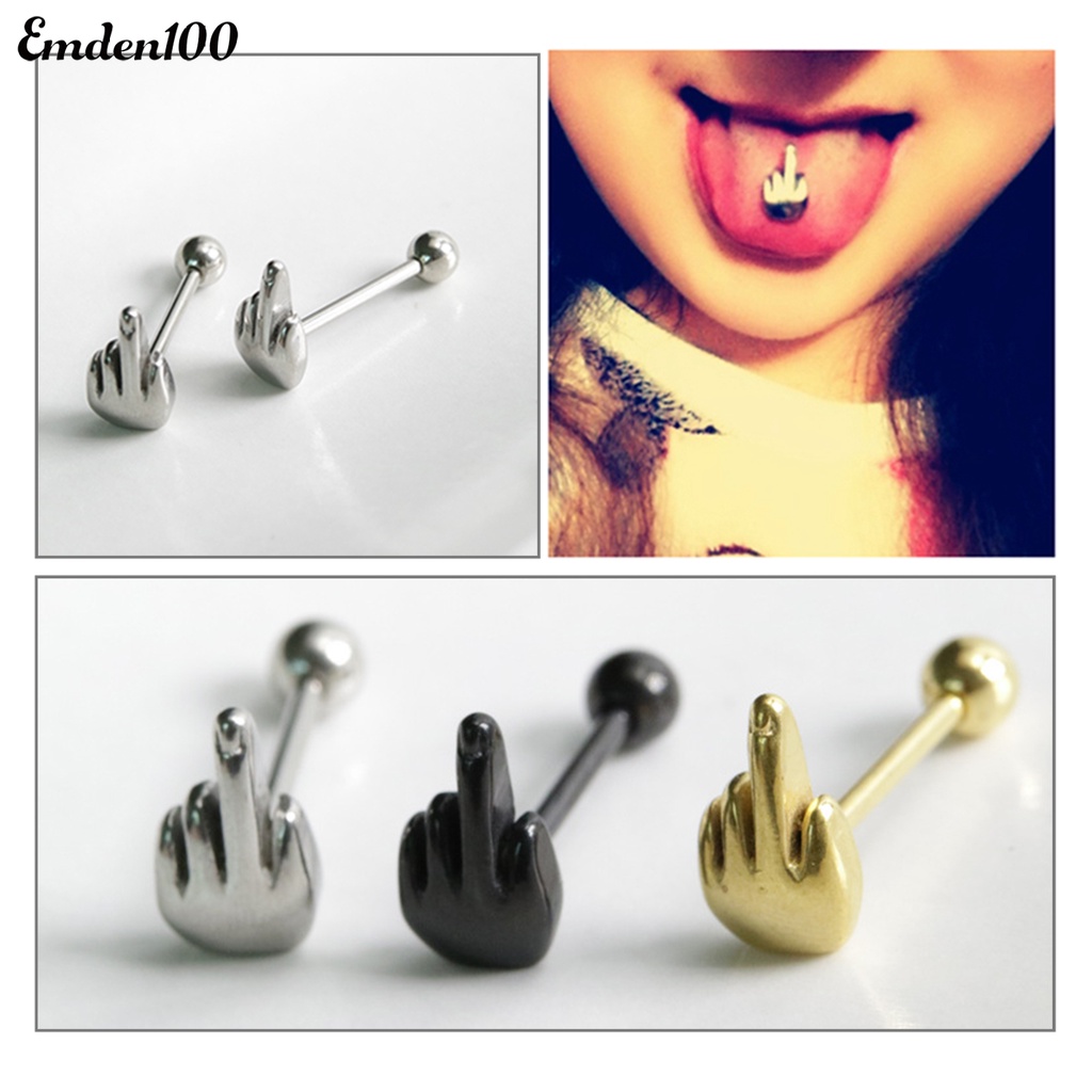 1 Khuyên Xỏ Lưỡi Bằng Thép Không Gỉ Cá Tính