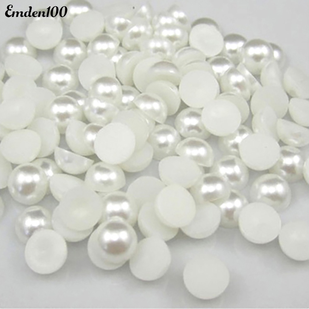 Set 200 Hạt Ngọc Trai Giả 6mm Trang Trí Móng Tay Lưng Phẳng