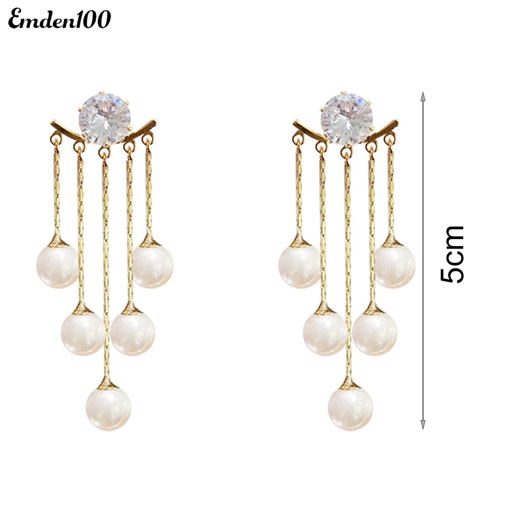 1 Cặp Bông Tai Ngọc Trai Giả Tua Rua Mạ Điện Lấp Lánh Thời Trang Nữ