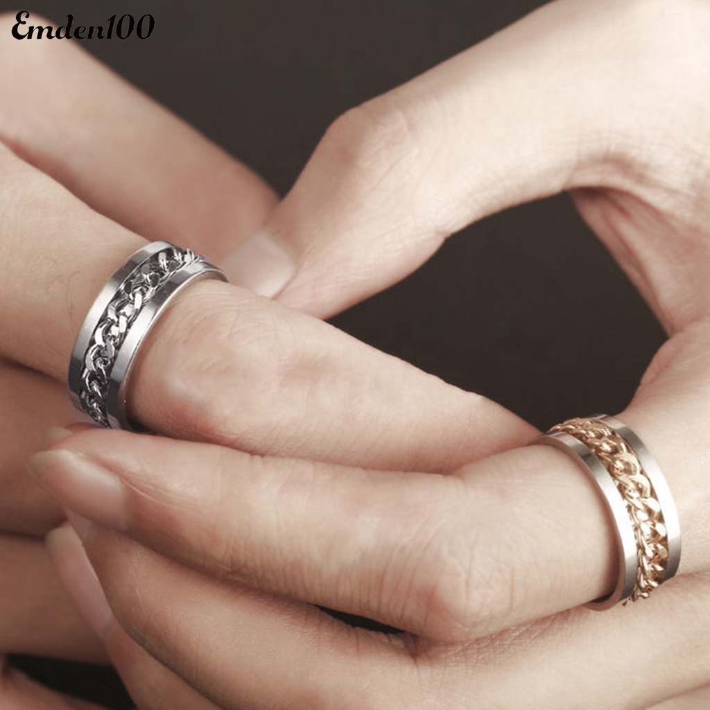 Nhẫn Đeo Tay Dạng Dây Xích Bằng Thép Không Gỉ Cho Nam