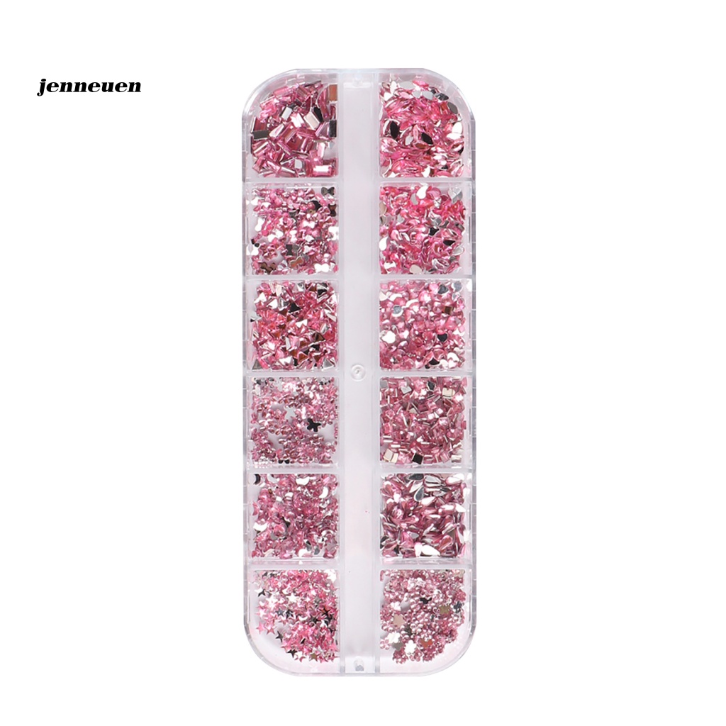 Hộp 12 Ngăn Đựng Hạt Sequin Lấp Lánh Trang Trí Móng Nghệ Thuật