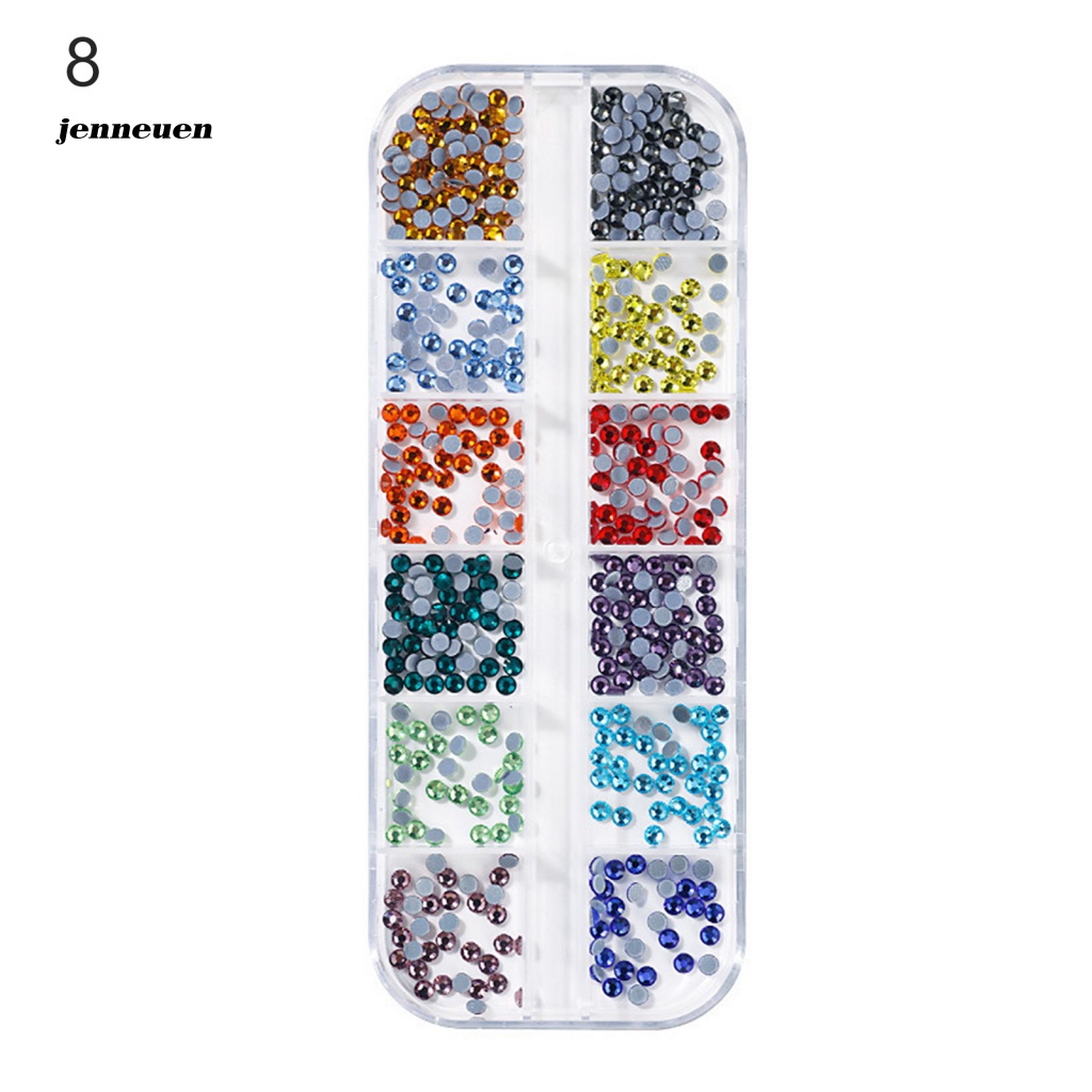 Hộp 12 Ngăn Đựng Hạt Đá Trang Trí Móng Tay Nhiều Màu Sắc