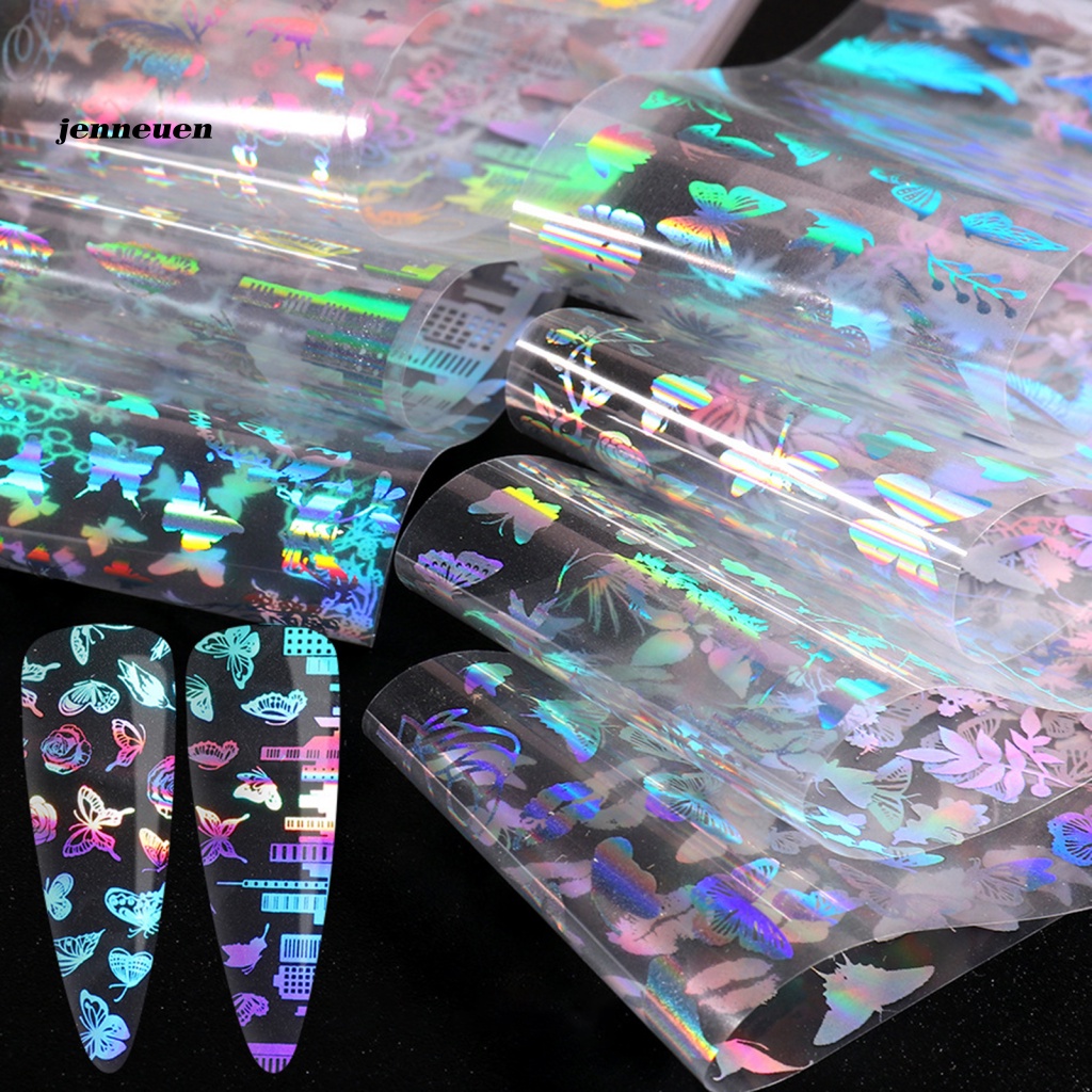 Set 10 Nhãn Dán Móng Tay Mini Màu Laser Lấp Lánh DIY