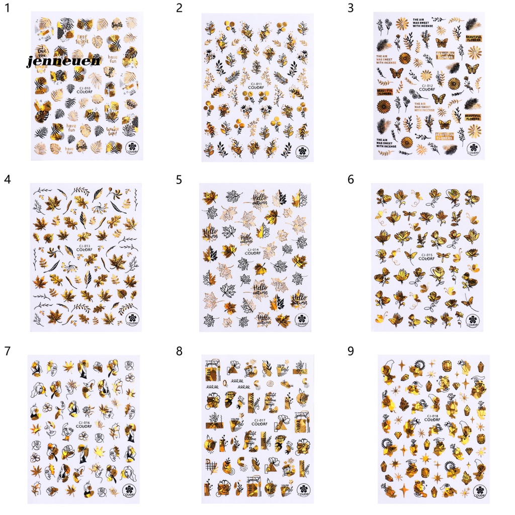 Jen Giấy Dán Móng Tay Siêu Mỏng Chuyển Đổi Hình Hoa Phong Nhiều Màu Sắc Sống Động DIY Cho Nữ
