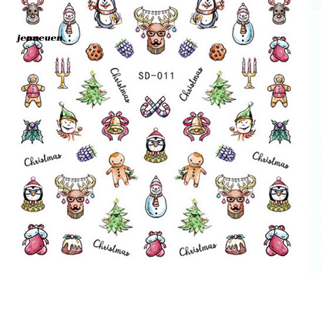 Nhãn Dán Móng Tay Màu Sắc Tươi Sáng Họa Tiết Giáng Sinh Cho Nữ