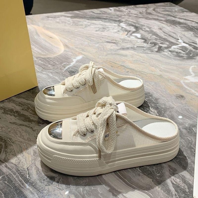 HHH Giày sục nữ 2023New Basic đế độn siêu xinh 2 màu dễ mix đồ đạp gót đế bánh mì