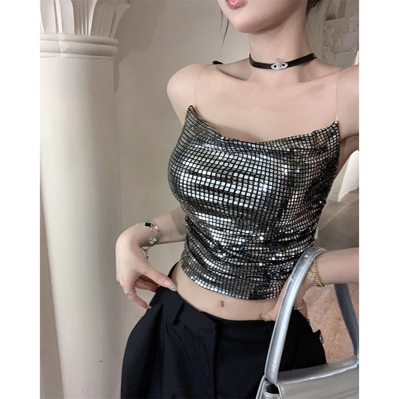 Đầm Hai Dây Ôm Eo Lấp Lánh Gợi Cảm