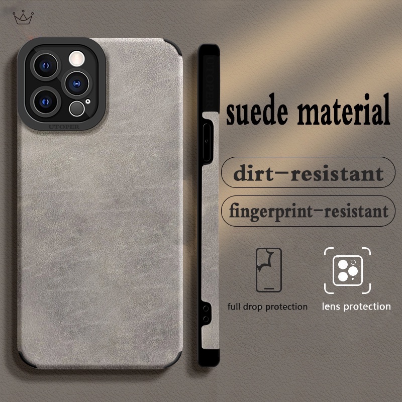 Ốp Điện Thoại Da Mềm Chống Sốc Phối Lông Cho iPhone 14 13 12 11 Pro Max Xs XR X Xs Max 8 7 6 6S Plus + SE 2020 Sự Bảo Vệ