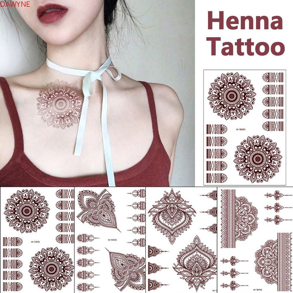 Hình Xăm Dán Họa Tiết Ren Hoa Phong Cách Ấn Độ Cho Nữ