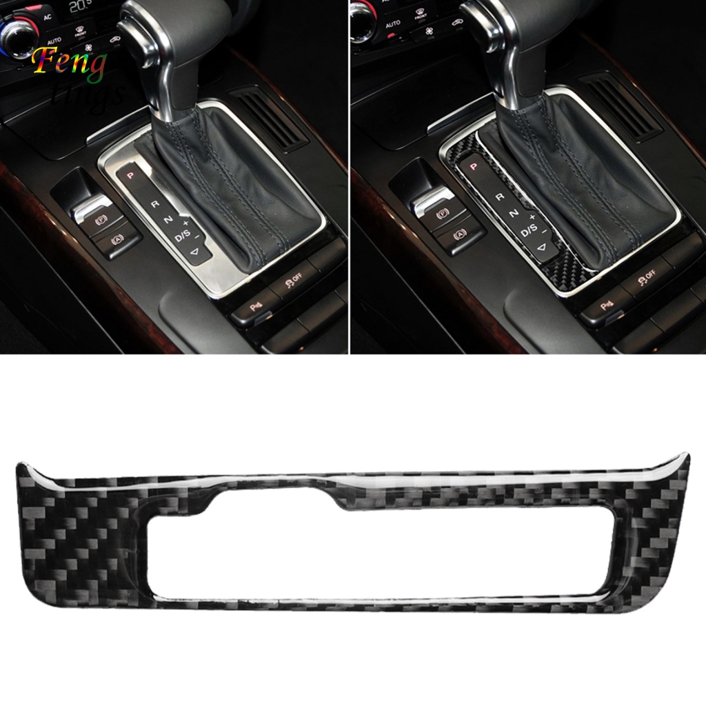 Khung Dán Bảo Vệ Bảng Điều Khiển Cần Gạt Số Tự Dính Họa Tiết Sợi Carbon Cho Audi A4 B8 A5 Q5 8R