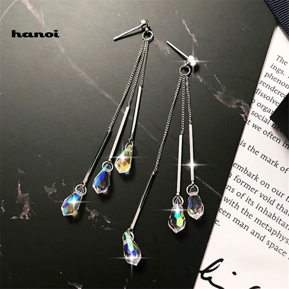 Bông Tai Dáng Dài Đính Pha Lê Nhân Tạo Thời Trang