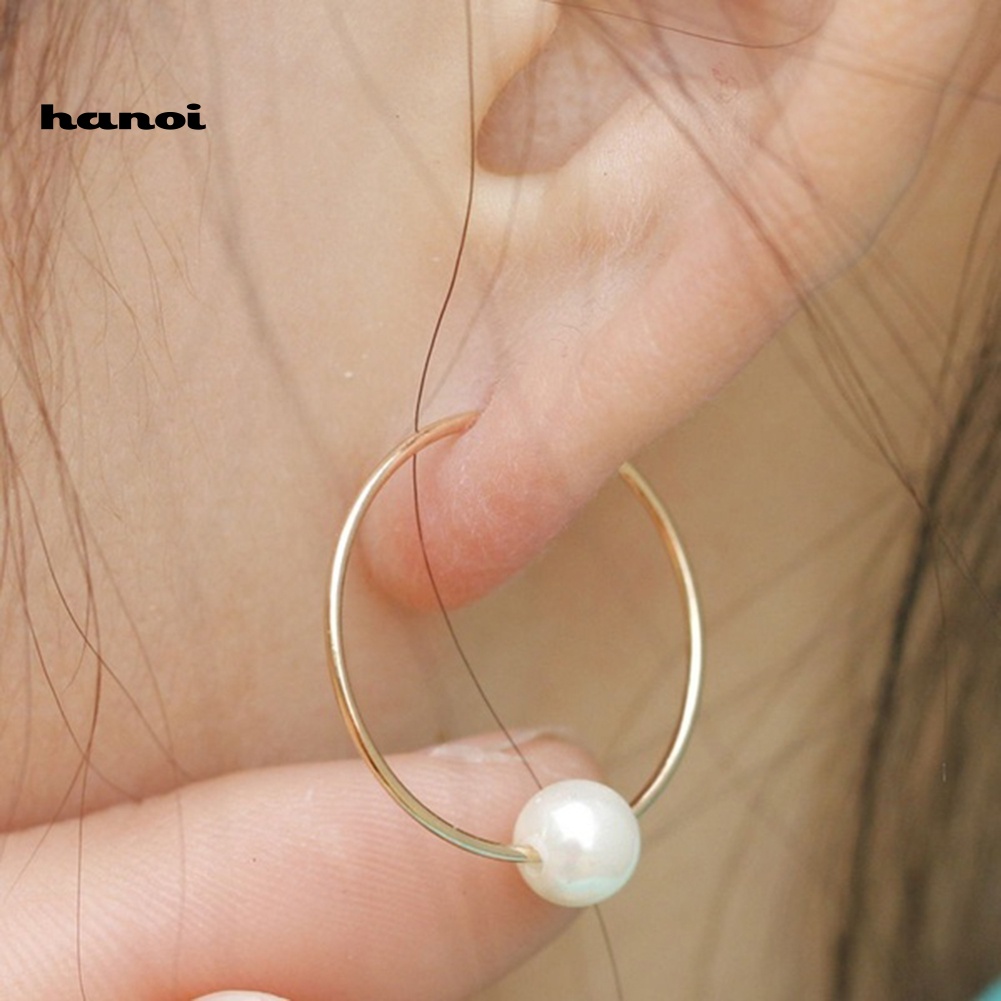 Bông Tai Tròn Đính Ngọc Trai Giả Thời Trang Cho Nữ