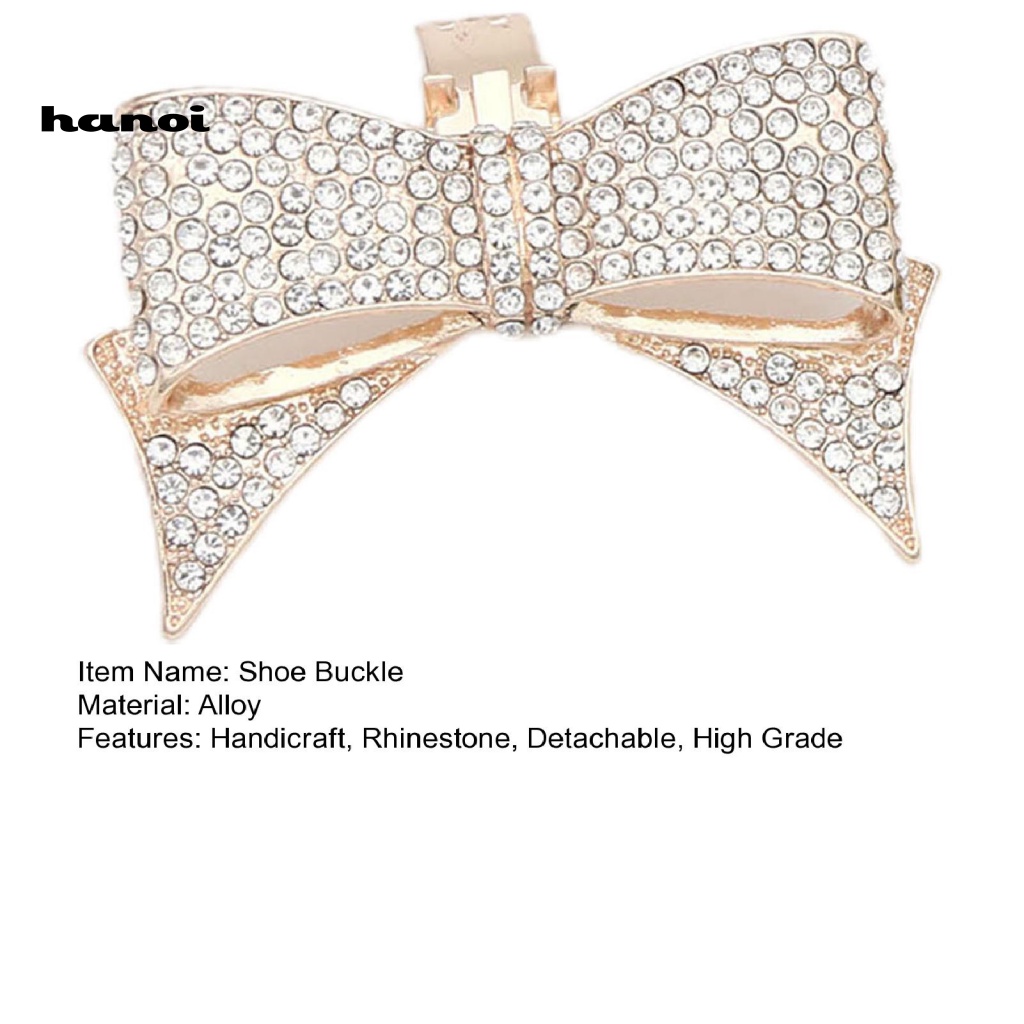 Han_giày Kẹp Đính Đá Thủ Công Cao Cấp Có Thể Tháo Rời Trang Trí Giày Nơ Bằng Hợp Kim Cao Cấp