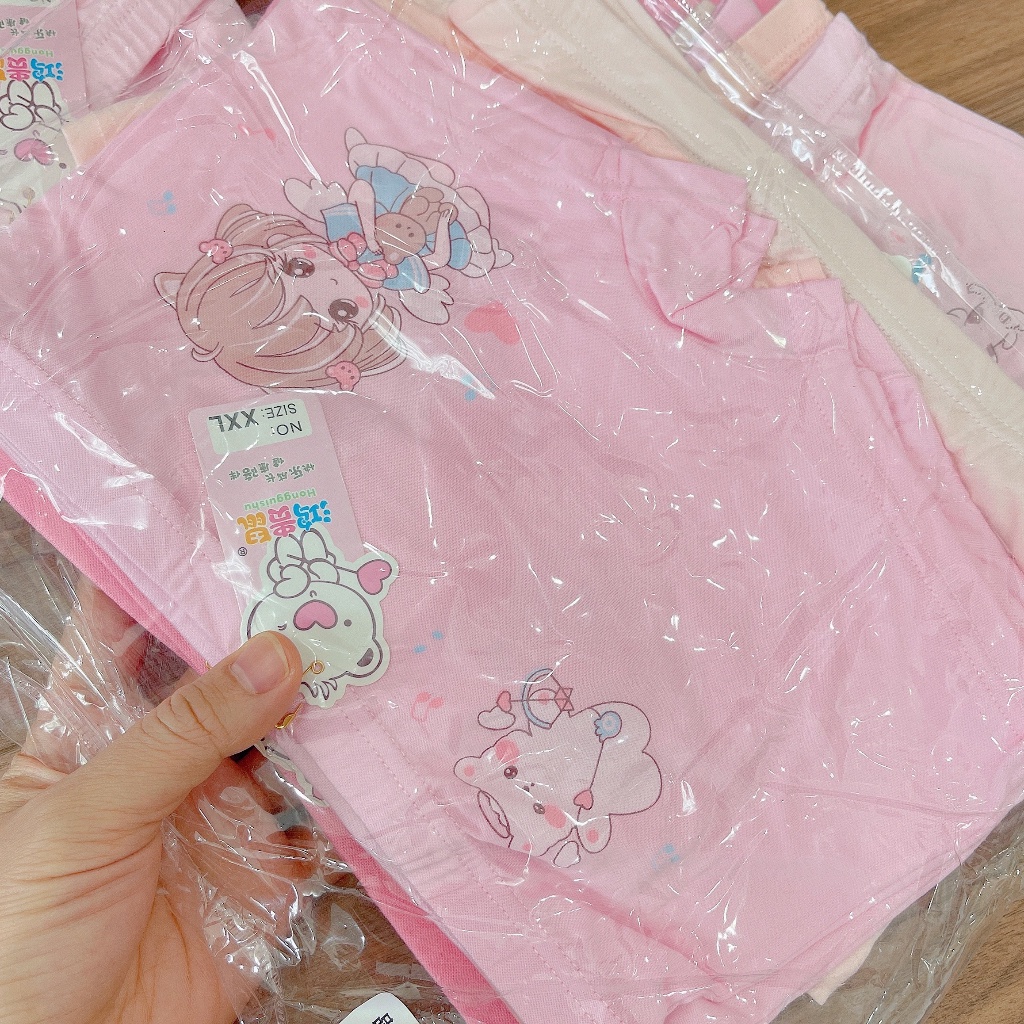 Set 5 quần chip đùi cho bé gái, quần lót bé gái chất liệu cotton mềm mịn,in hình dễ thương cho bé từ 10-26kg