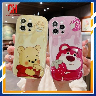 Redmi 10 9 10X 10C 12 12C 11A A1 A2 A1+ A2+ 9A 9AT 9i 9C NFC 9T 9 Power Note 8 10S 9S 11 11S 12 12S 9 10 PRO MAX POCO C50 C55 M2 M3 X3 2 PRO NFC phim hoạt hình gấu dâu winnie the pooh creative 3d gợn sóng viền cong Ốp điện thoại tpu mềm