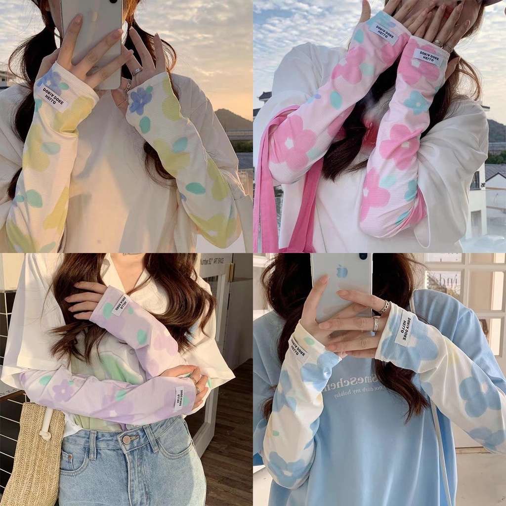 Găng Tay Dài Chống Nắng Thiết Kế Mỏng Họa Tiết Hoạt Hình Đáng Yêu Cho Nữ